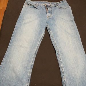 Regular blue jeans , kids.